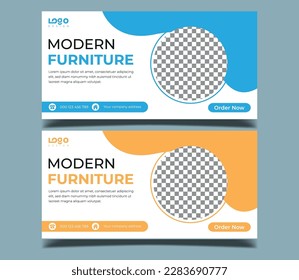 Business webinar horizontal banner template design. Modern banner design with black and white background and yellow frame shape. Usable for banner, cover, and header.