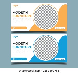 Business webinar horizontal banner template design. Modern banner design with black and white background and yellow frame shape. Usable for banner, cover, and header.