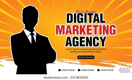 Business webinar horizontal banner template design. with an orange background color and added white below. It is suitable for online class programs, marketing, etc.