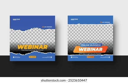 Business webinar invitation design. Webinar and business conference social media post template.social media posts and website ads.