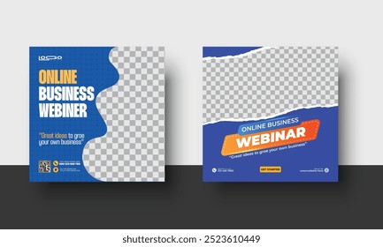 Business webinar invitation design. Webinar and business conference social media post template.social media posts and website ads.