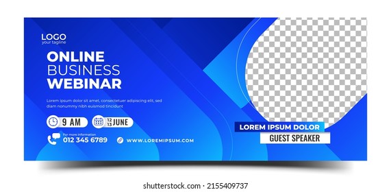 Business webinar invitation horizontal banner design template