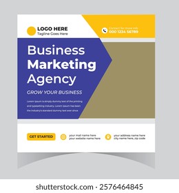 Business webinar marketing agency  social media post design and web template square flyer design 