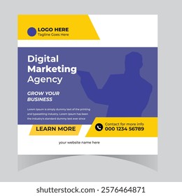 Business webinar marketing agency  social media post design and web template square flyer design 