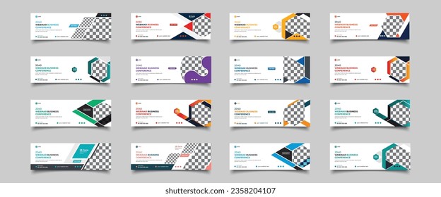 Business webinar social media cover web banner. Webinar business conference social media cover banner design template. Usable for web banner, course, seminars, cover, and header.