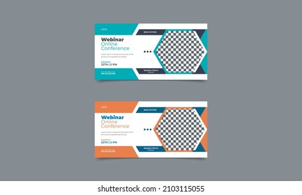 Business webinar social media post design. Online Business Conference live webinar invitation banner template design..eps