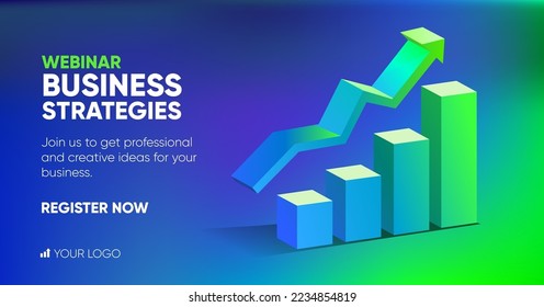 Business webinar social media post template with illustration. Background and illustration for social media, banner design in vector. 