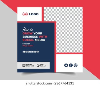 Business webinar social media post or Instagram post template