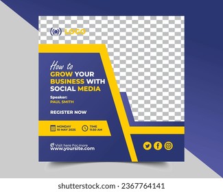 Business webinar social media post or Instagram post template