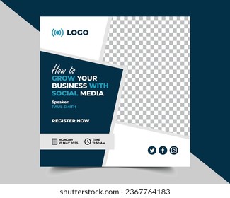 Business webinar social media post or Instagram post template