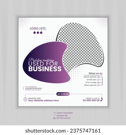 business webinar template design for digital marketing, corporate social media post, square web ads for company 