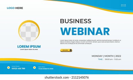 Business webinar website banner template with circle frame and white background