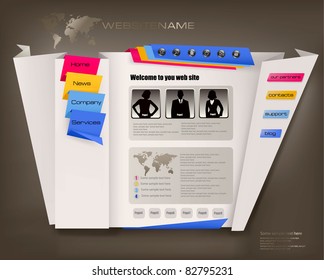 Business website design template with origami. Vector illustration.