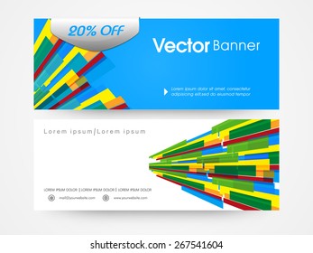 Business website header and banner design with colourful stripes.