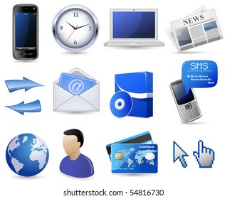 Business website icon set - blue