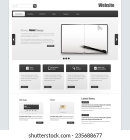 Business Website interface template vector design with realistic notebook illustration