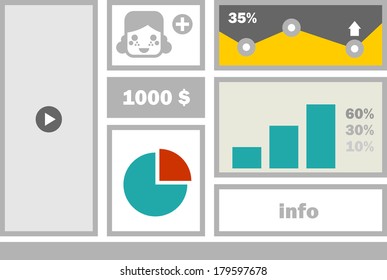 Business website menu with boy face. Vector illustration.
