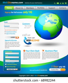 Modelo de WebSite de Negócios com ilustração Globe precisa