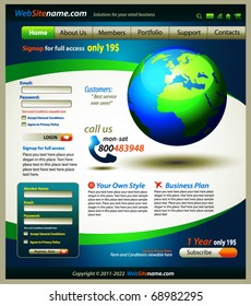 Business WebSite Template with accurate Globe illustration