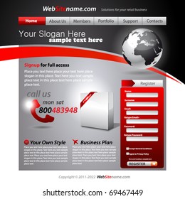 Business WebSite Template With Accurate Globe Illustration