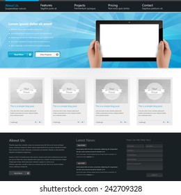Business Website Template, with blank tablet. Vector eps 10 