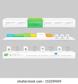 Business Website template infographic design menu navigation elements with icons set