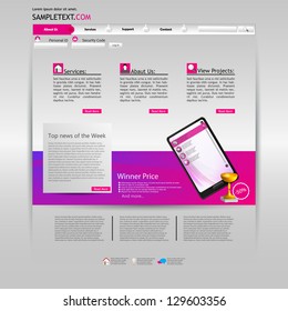 Business website template, vector purple design,