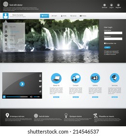 Business Website template with Waterfall Illustraion 
