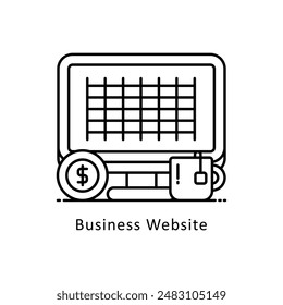 Ilustración de estilo de ícono de contorno de Vector de Sitio web de negocios. Símbolo sobre fondo blanco EPS 10 Archivo