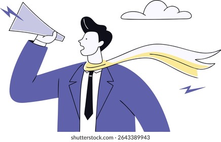 Ilustração de business whistleblower conceito expondo má conduta, segredos corporativos e revelações de insider