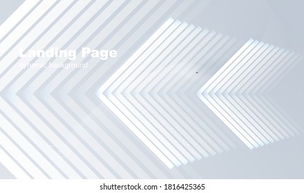 Business white trendy geometric landing page background with grey gradient. Futuristic web layout or banner design. 