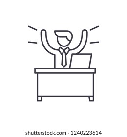 Business win line icon concept. Business win vector linear illustration, symbol, sign