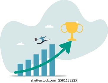 Business winner, achievement or prize, success or victory, challenge or business mission, career goal or stair to success .business concept.flat character.