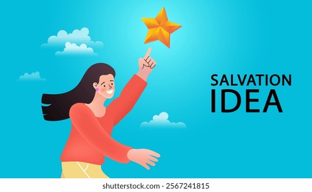 Business winner concept. Happy young woman holding a golden trophy cup. businesswoman smiling and holding a victory trophy cup. Success and achievement. Online course education. Vector graphics.