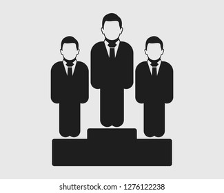 Business Winner Icon. Male symbol  on podium. Flat style vector EPS.