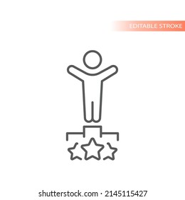 Business winner line vector icon. Achievement podium stage first place outline symbol.