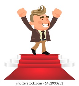 Business winner podium concept. vector