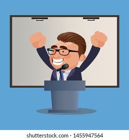 Business winner podium concept. vector