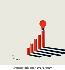 Business winning idea vector concept with lightbulb on top of charts. Symbol of ambition, creative work. Eps10 illustration.