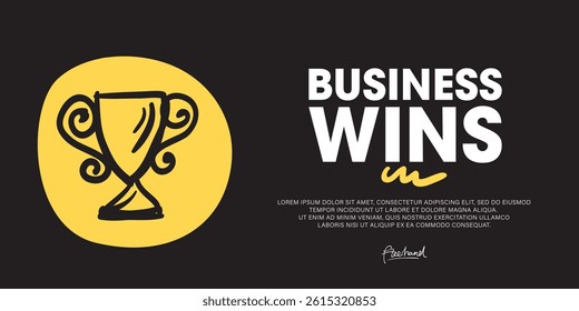 Business wins, Developing a Modern Web Banner Concept Using hand-drawn Doodle icon Graphics.
