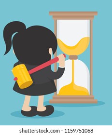 Business woma Time Management.Business woman against Time
