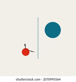 Business woman ambition challenge opportunity vector concept. Symbol of overcome, growth, success. Minimal abstract design eps10illustration