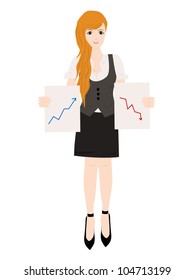 business woman with analysis vector