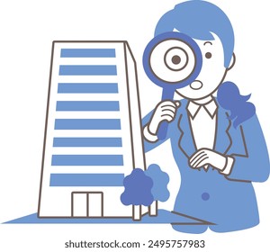 Business woman appraising a corporate building