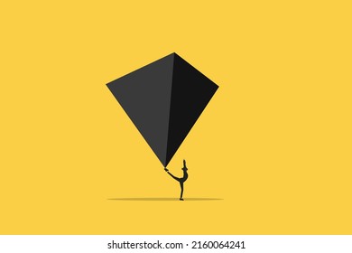 business woman balancing triangle. work life balance career opportunity vector symbol. Job opportunity and career.