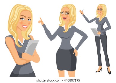 Business Woman blonde. Girl. young women in elegant office clothes art vector art