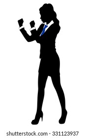 business woman in boxing stance