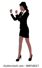 Business Woman In Boxing Stance