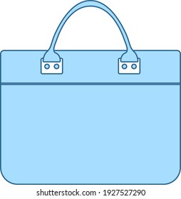 Business Woman Briefcase Icon. Thin Editable Line With Blue Fill Design. Vector Illustration.