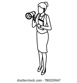 Business Woman with bullhorn and book